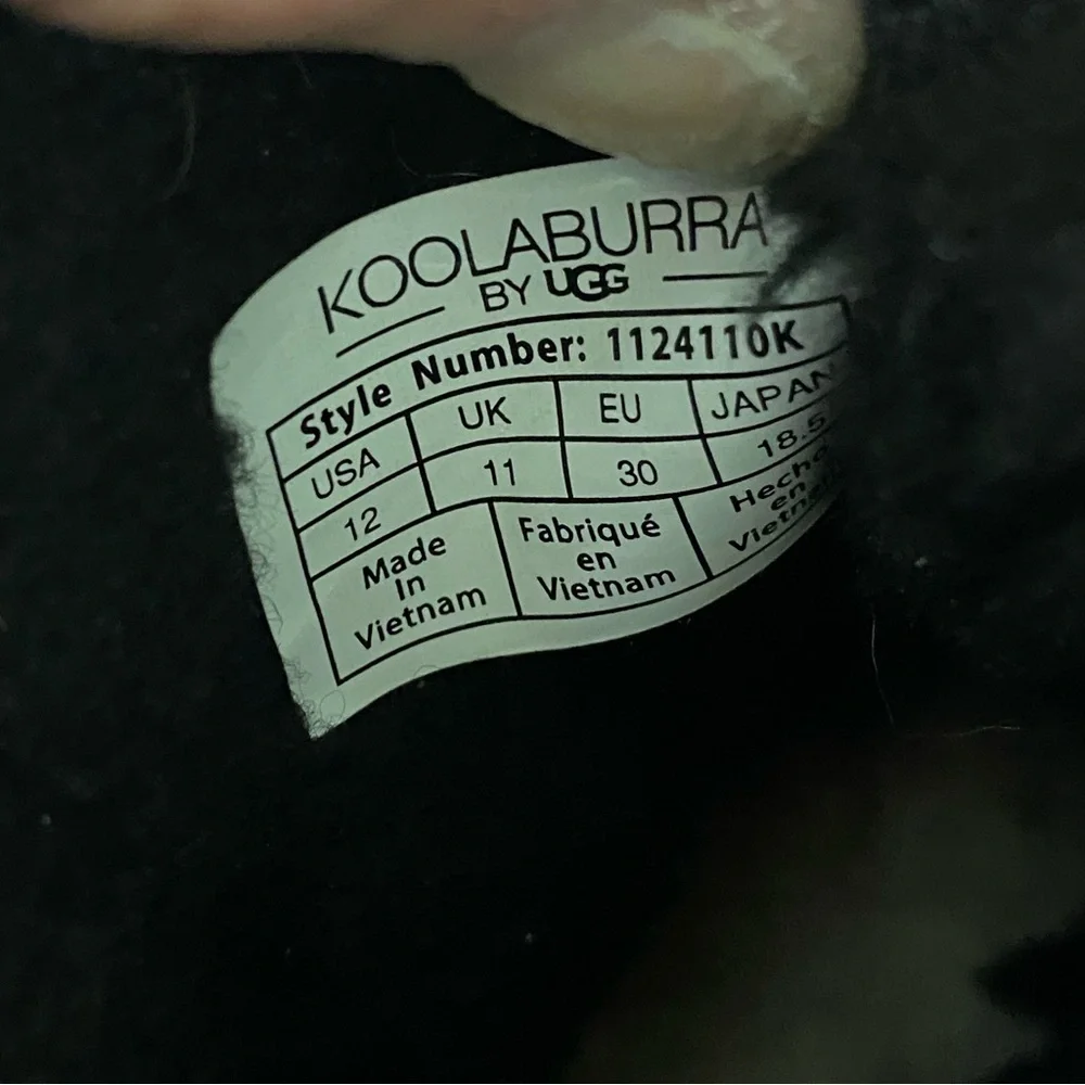 UGG Koolaburra Black Suede Fleece Lined Snow Boots - Toddler Size 12